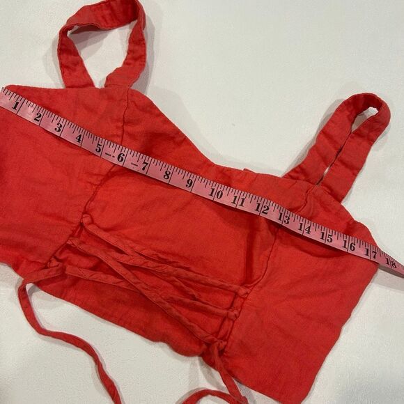 Abercrombie & Fitch Red Crop Top Size L Lace-Up Corset Style - Picture 5 of 6
